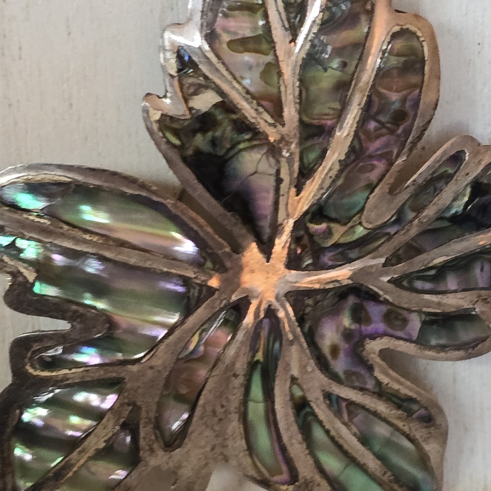 3 1/2" Abalone Pin Marked MR Mexico Sterling Silver - Picture 3 of 7